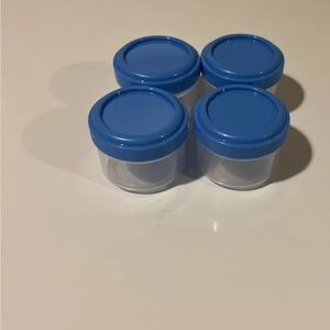 4 Mini Plastic Containers With Screw On Lid